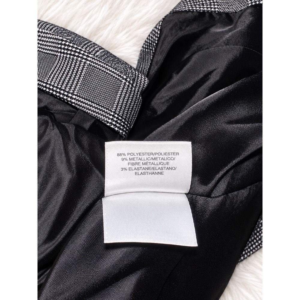 Anne Klein Glen Plaid Metallic Blazer NWT Black White Tailored Workwear L - Picture 6 of 6